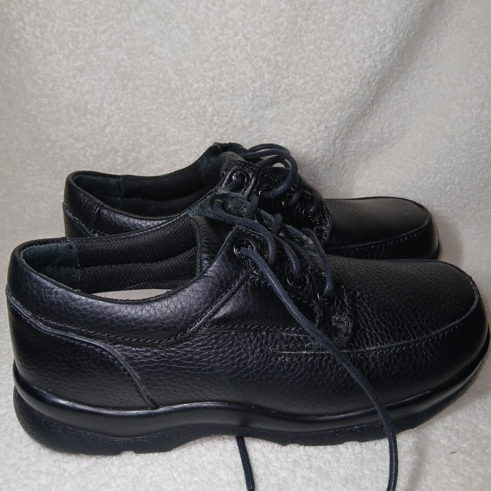 Apex Black Textured Leather Oxfords